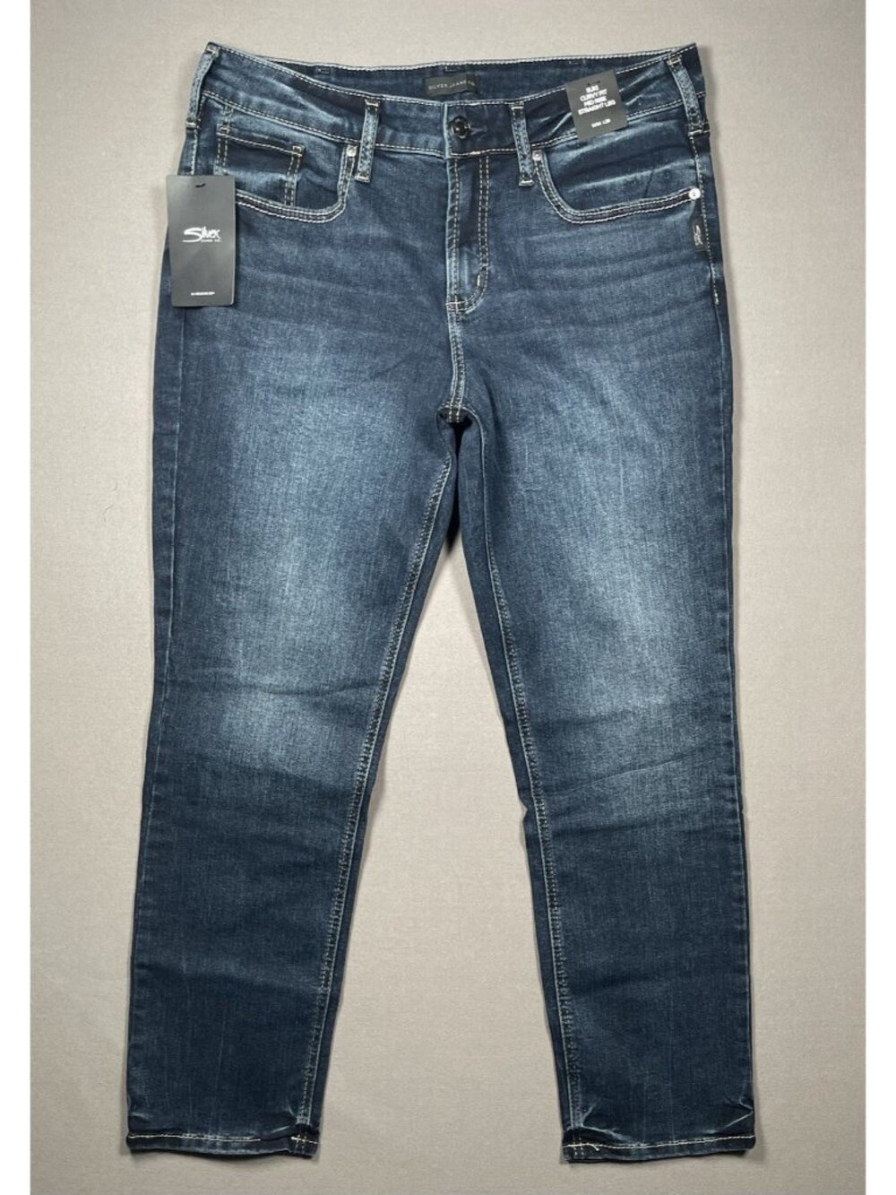 NWT Silver Co Suki Curvy Mid Rise Indigo Straight Leg Jeans - Women Size 34 X 29